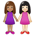 👩🏽‍🤝‍👩🏻 women holding hands: medium skin tone, light skin tone display on Samsung